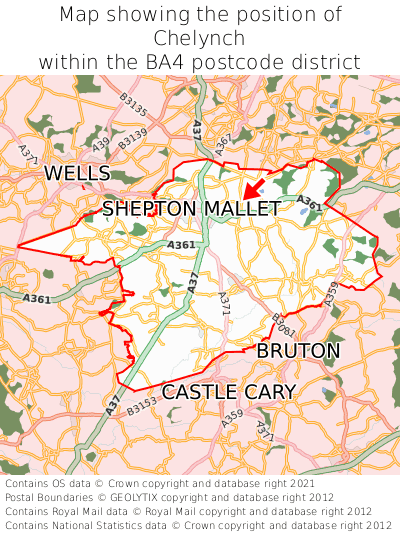 Map showing location of Chelynch within BA4