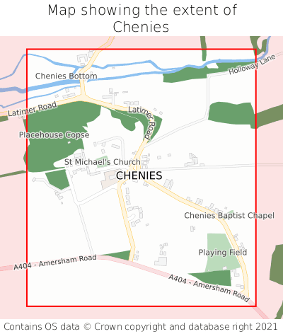 Map showing extent of Chenies as bounding box