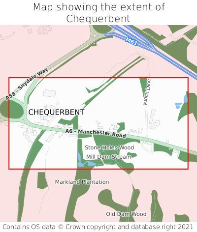 Map showing extent of Chequerbent as bounding box
