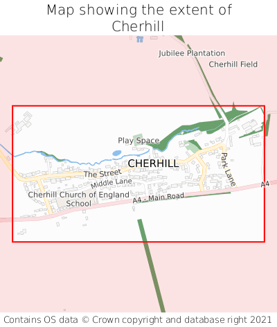 Map showing extent of Cherhill as bounding box
