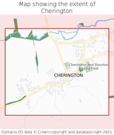 Map showing extent of Cherington as bounding box