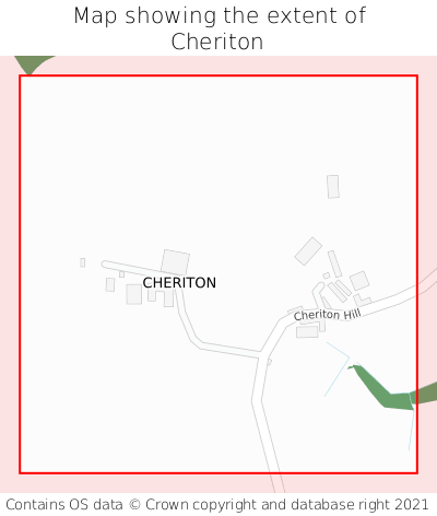 Map showing extent of Cheriton as bounding box