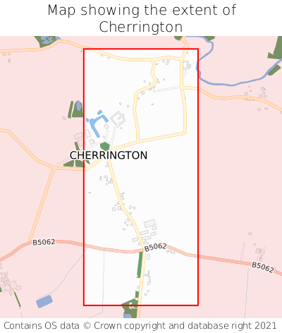 Map showing extent of Cherrington as bounding box