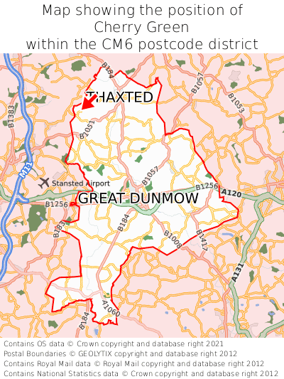 Map showing location of Cherry Green within CM6