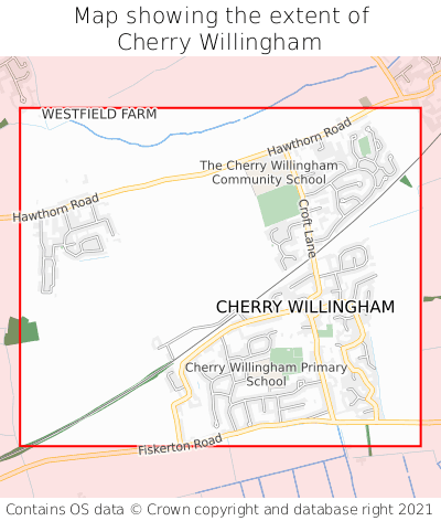 Map showing extent of Cherry Willingham as bounding box
