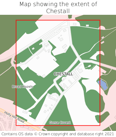 Map showing extent of Chestall as bounding box