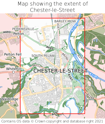 Map showing extent of Chester-le-Street as bounding box