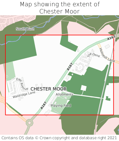 Map showing extent of Chester Moor as bounding box