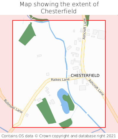 Map showing extent of Chesterfield as bounding box