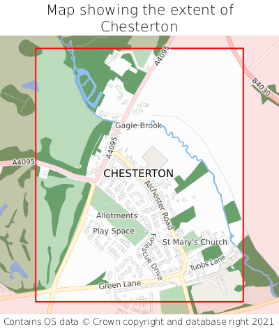 Map showing extent of Chesterton as bounding box