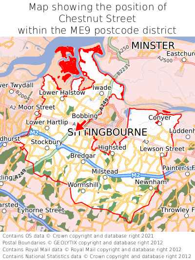Map showing location of Chestnut Street within ME9