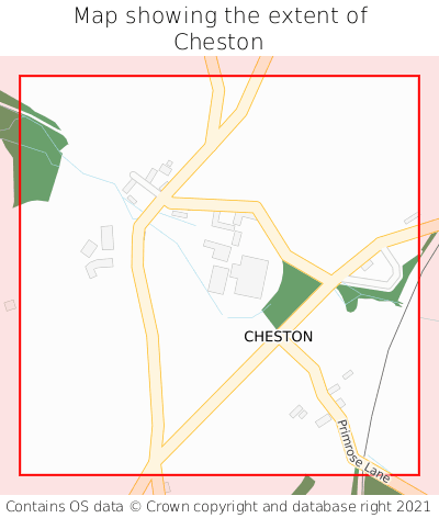Map showing extent of Cheston as bounding box