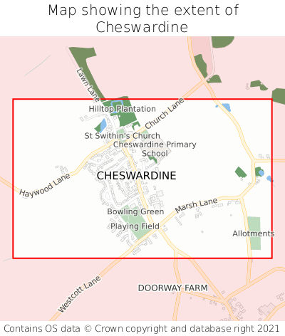Map showing extent of Cheswardine as bounding box