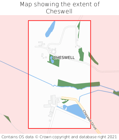 Map showing extent of Cheswell as bounding box