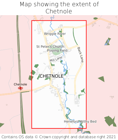 Map showing extent of Chetnole as bounding box