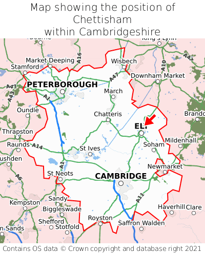 Map showing location of Chettisham within Cambridgeshire