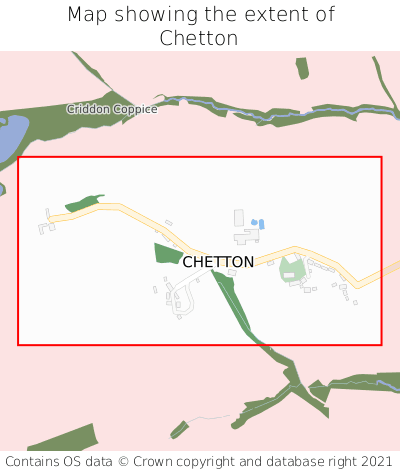 Map showing extent of Chetton as bounding box