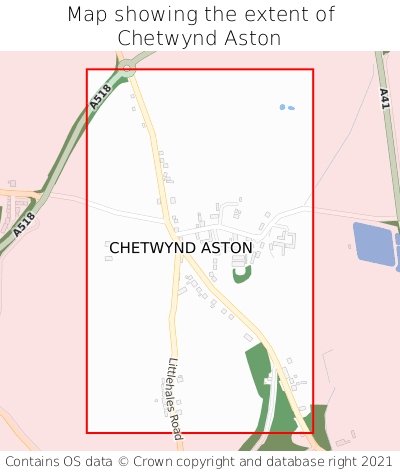 Map showing extent of Chetwynd Aston as bounding box