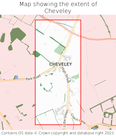 Map showing extent of Cheveley as bounding box