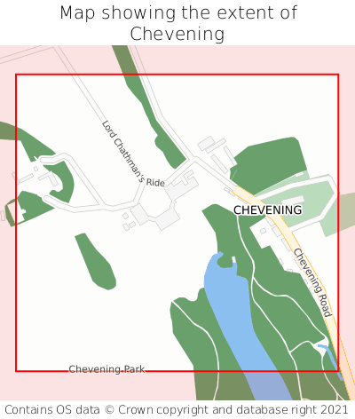 Map showing extent of Chevening as bounding box