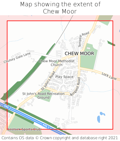 Map showing extent of Chew Moor as bounding box