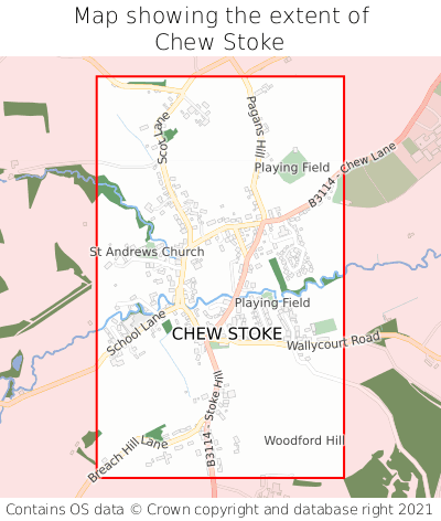 Map showing extent of Chew Stoke as bounding box