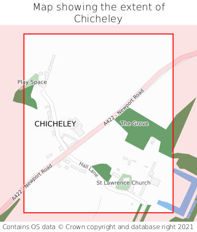 Map showing extent of Chicheley as bounding box