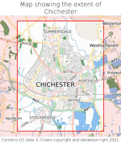 Map showing extent of Chichester as bounding box