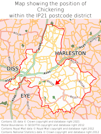Map showing location of Chickering within IP21