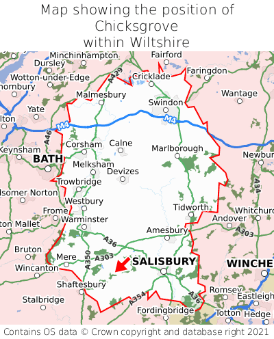Map showing location of Chicksgrove within Wiltshire