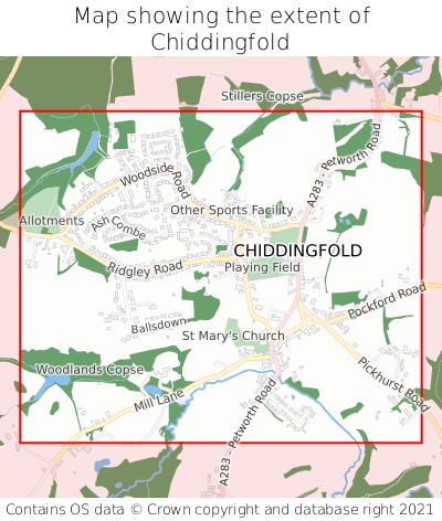 Map showing extent of Chiddingfold as bounding box