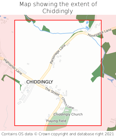 Map showing extent of Chiddingly as bounding box