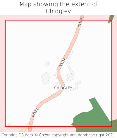 Map showing extent of Chidgley as bounding box