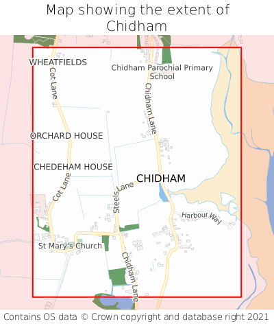 Map showing extent of Chidham as bounding box