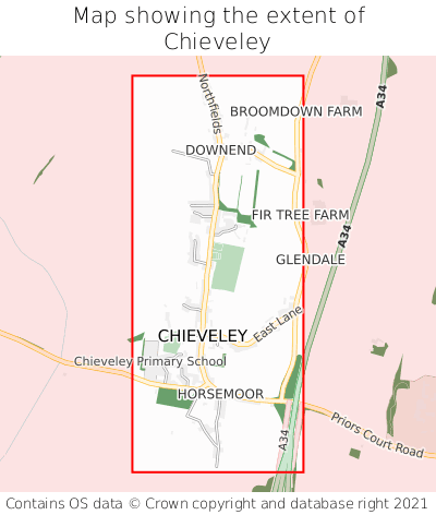 Map showing extent of Chieveley as bounding box