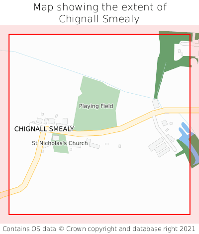 Map showing extent of Chignall Smealy as bounding box