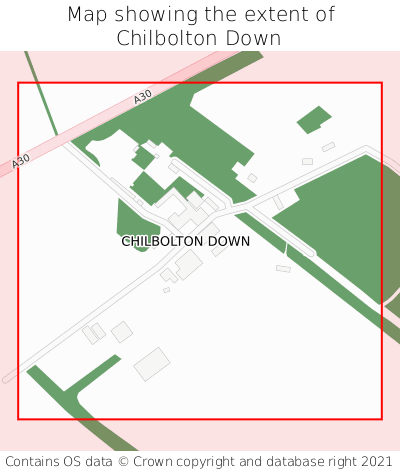 Map showing extent of Chilbolton Down as bounding box