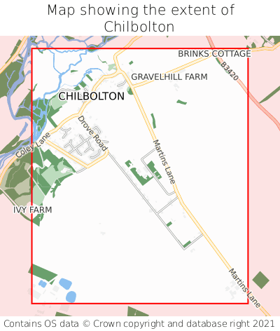 Map showing extent of Chilbolton as bounding box