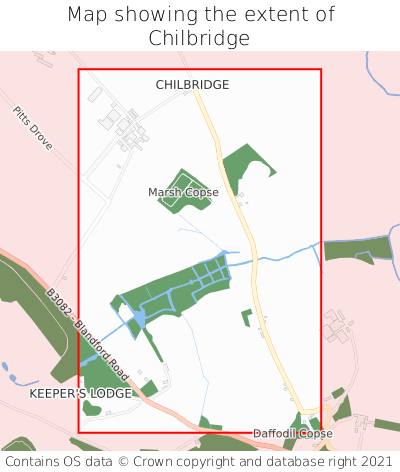 Map showing extent of Chilbridge as bounding box