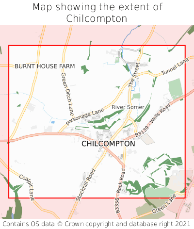 Map showing extent of Chilcompton as bounding box