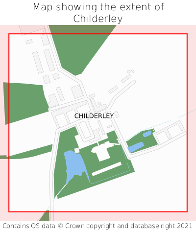 Map showing extent of Childerley as bounding box