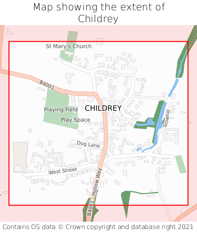 Map showing extent of Childrey as bounding box