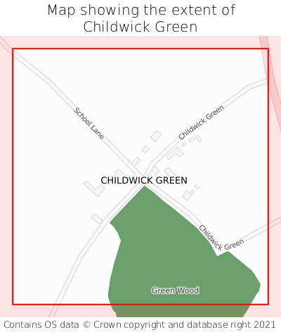Map showing extent of Childwick Green as bounding box