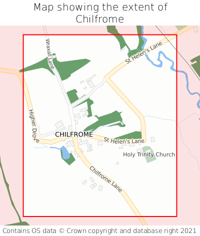 Map showing extent of Chilfrome as bounding box