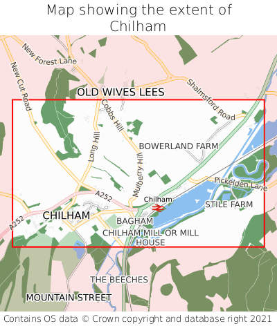 Map showing extent of Chilham as bounding box