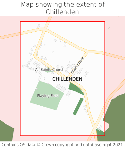 Map showing extent of Chillenden as bounding box