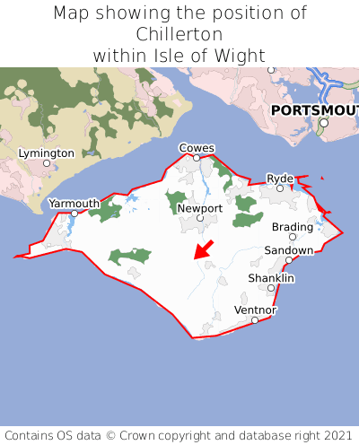 Map showing location of Chillerton within Isle of Wight