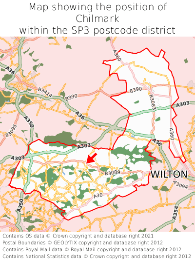 Map showing location of Chilmark within SP3