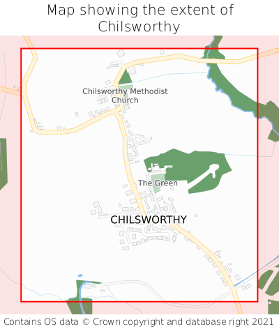 Map showing extent of Chilsworthy as bounding box
