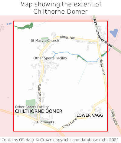 Map showing extent of Chilthorne Domer as bounding box